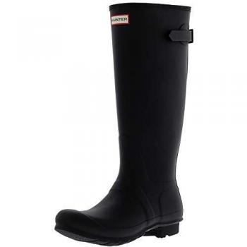 Hunter Women's Tall Back Adjustable Rain Boots, Black, UK 3