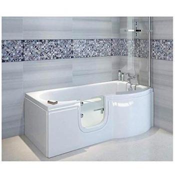 Barrierefreie Badewanne mit Tür und Duschkabine für Senioren, 167,5x85/75cm