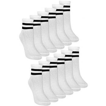 12 Pack Women's Ankle Socks with Stripes
