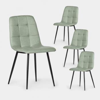 4 chaises menthe rembourrées avec pieds en noir Ailan