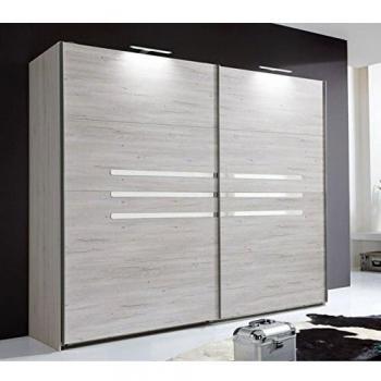 Armoire de Stockage PEGANE en Imitation Chêne Blanc – 225 x 210 x 65 cm