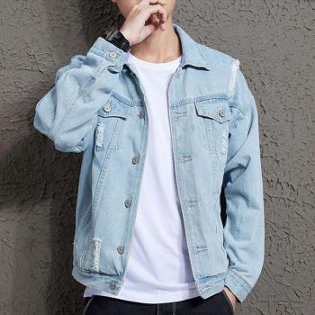 Single Breasted Casual Denim Jacket for Men