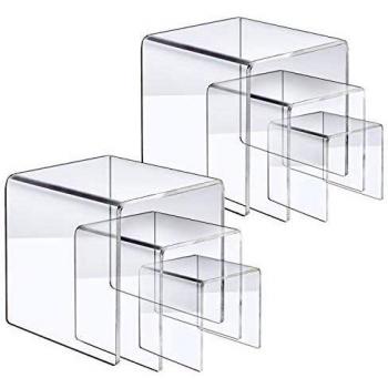 LileZbox Acrylic Display Riser Stand, Clear Showcase for Cake Candy and Jewelry 3'' 4''