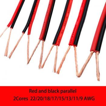 Câble d'isolation RGB 2 cœurs 17AWG, 1 mètre, rouge et noir