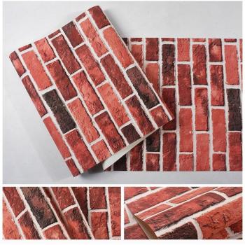 Brick House 3D Retro Red Wallpaper