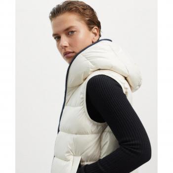 Ecoalf Gilet Monkai S con Cappuccio e Tasche Bianco Crema
