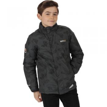 Regatta Thunderbirds Kinder Dozer Jacke wasserfest (5-6 Jahre (116)) (Schwarz/Grau)