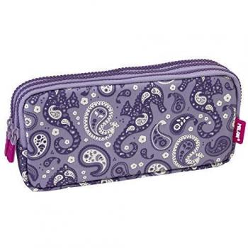Estuche Portatodo 3 Cremalleras MILAN Drops, color Morado