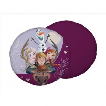 Coussin rond La Reine des Neiges : Famille en microfibre