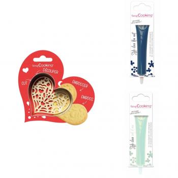 Conjunto Relieve Corazón: 2 Trazadores de Chocolate Azul Noche, Verde Aqua