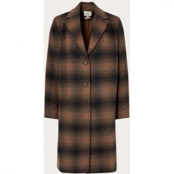 Mid‑Size Deep Walnut Vince Shadow Plaid Car Coat
