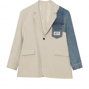 City Stitch Blazer – Long Sleeve Denim Suit for Men