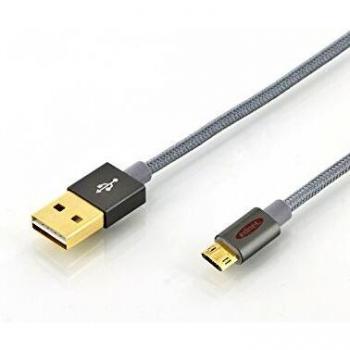 Cable USB 1m Ednet 31056 A a Micro-USB B Gris