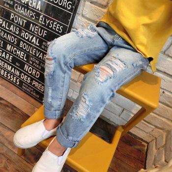 Boys and Girls Ripped Denim Pants for Spring/Summer