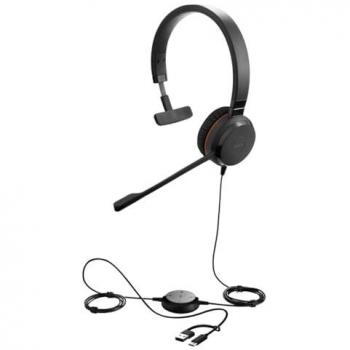 Jabra Evolve 30 II – Casque mono filaire, triple connectique USB‑C/USB‑A/Jack 3,5 mm