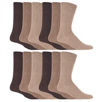 Men’s 12‑Pair Iomi Footnurse Diabetic Socks in Beige, Size 12‑14