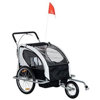 HOMCOM 2-Seater Kids Jogger Stroller/Bike Trailer Combo