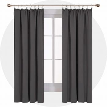 Deconovo blickdichte Gardinen 175x140 cm Dunkelgrau 2er Set