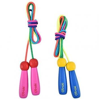 OTraki Ropeskipping Seil 280 cm – Holzgriff, Baumwolle, Kindersport