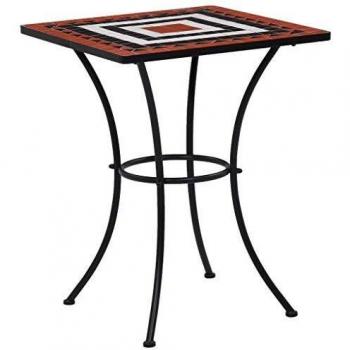 VidaXL Tavolino da Giardino Mosaico Terracotta e Bianco 60 cm Ceramica