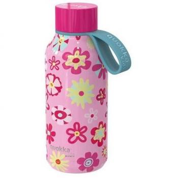 Quokka Kids Thermoflasche mit Aufhängeschlaufe Flowers 330 ml