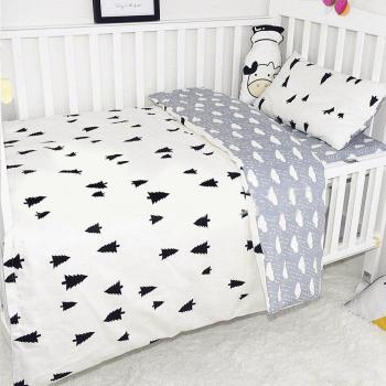 Juego de ropa de cama para cuna, bebé, 3 uds, algodón, rayas blancas