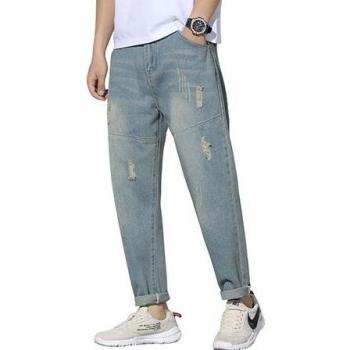 Korean Plus Size Men's Cropped Trousers