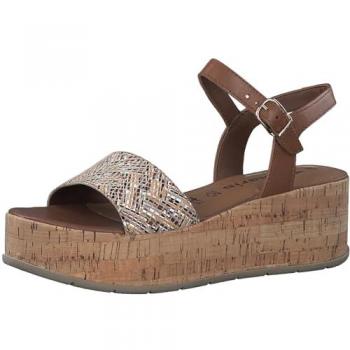 Tamaris Damen Plateau-Sandalette mit komfortabler Innensohle in Braun, Größe 37