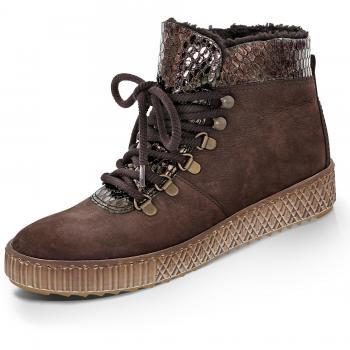 Gabor 73.767-18 Nubuk Leder Boots für Damen – Reißverschluss, sportliche Laufsohle, Braun, US 8