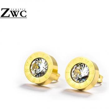 Joyas ZWCX Pendientes Romanos con Circonio y Oro Rosa