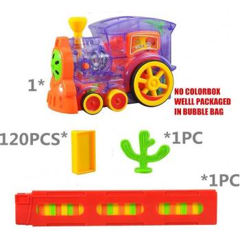 Educational Domino Train Toy with Rocket Helicopter for Children
