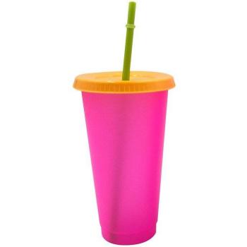 Vaso de PP Creativo con Pajita y Cambio de Color