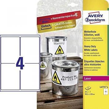 Avery Zweckform Etiketten wetterfest Polyester weiß 99,1x139mm VE=32 E