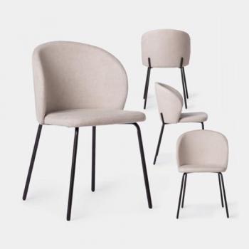 4 chaises rembourrées Norah beige sur pieds noirs