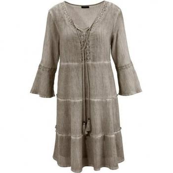 Aniston Casual Kleid mit 3/4‑Trompetenärmeln – Grau, Größe N-Gr
