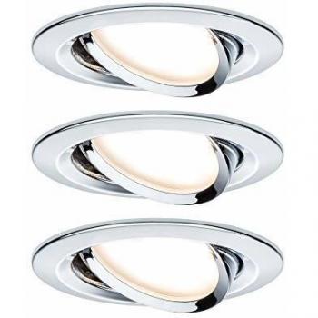 Paulmann Coin Slim LED Recessed Light Set, Dimmable, 3x6.8W, Chrome/Aluminum