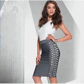 Falda Vendaje Elegante Gris y Negro