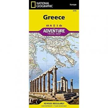 Greece Adventure Travel Map: Protected Areas, Points of Interest, Detailed Road Network and Town Location