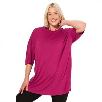Ulla Popken Longshirt für Damen – 42/44, Rosa, antibakteriell, Oversized, Polyester/Viskose