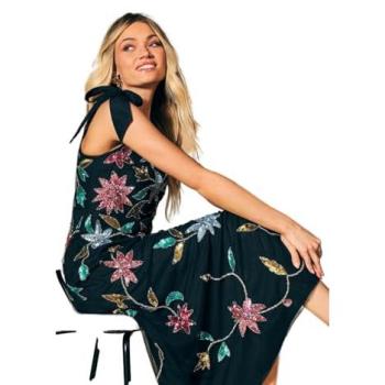 Elegant Black Floral Split Midi from Oasis – Size 8