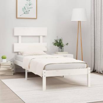 Cama de pino macizo blanca 90x200 cm