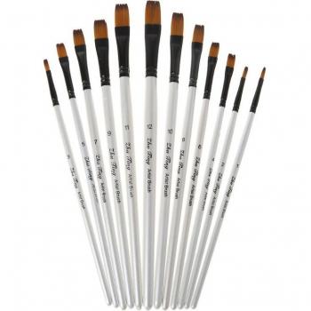 12-Piece Slant and Flat Artist Brush Collection