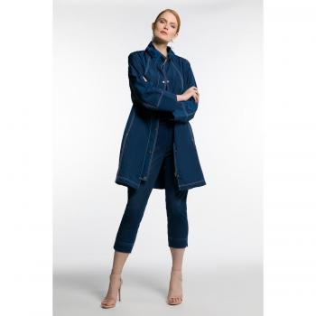 Donna cappotto leggera Ulla Popken svasato con collo alto blu 48/50
