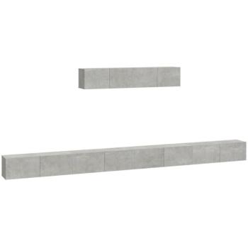Conjunto de Mueble Buffet, TV y Estantería en Contrachapada Gris