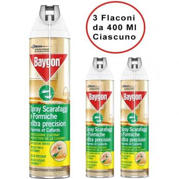 Baygon Formiche e Scarafaggi Spray 400 ml – Pacchetto 3 unità