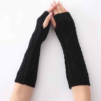Men's and Women's Jacquard Diamond Half Finger Gloves for Cold Weather