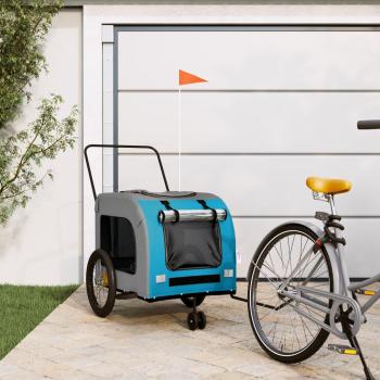 Vidaxl Remorque De Vélo Pour Animaux De Compagnie Bleu Et Gris