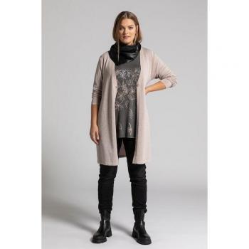 Metallic Sparkle Long Cardigan Sweater for Plus Size Women, Brown, Size 24/26
