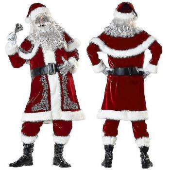 Disfraz de Santa Claus para Adultos Rojo Deluxe Terciopelo 8 Piezas S a XXL