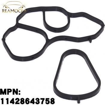 Reamocea 2Pcs Black Oil Filter Cooler Adapter Gasket Set for Mini R56 Cooper Countryman